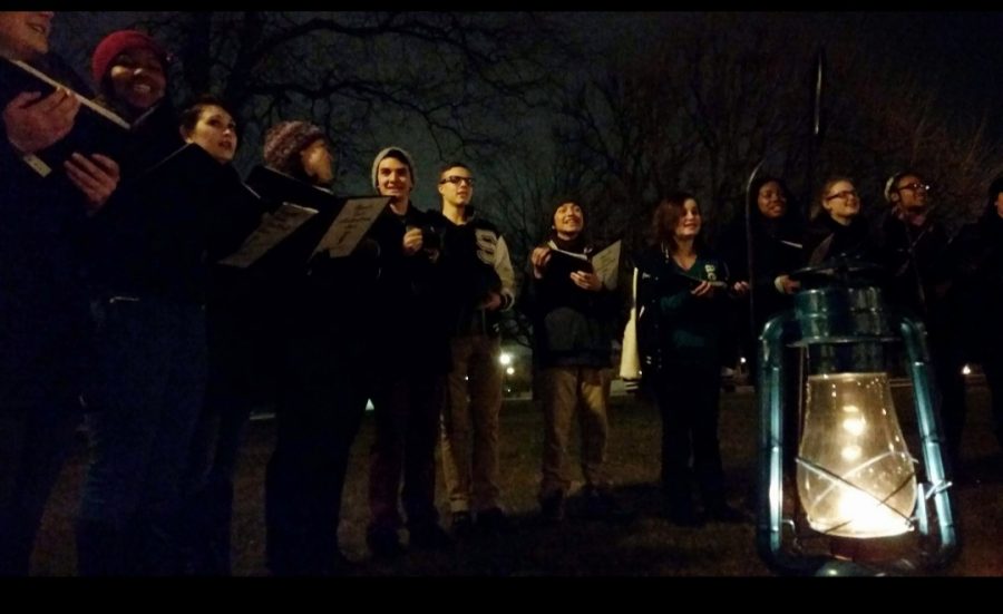 P-CEP’s choir carols at Greenfield Village’s Holiday Nights in December 2014.