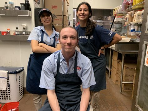 Rachel Foss, Dylan Creekmore and Katerina Ontko work at Jersey Mike’s Subs in Canton on Ford Road.