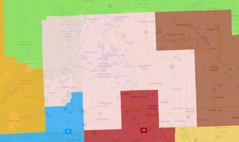 A map displays Michigans 11th congressional district, based in the Oakland county area. November 1, 2021. 