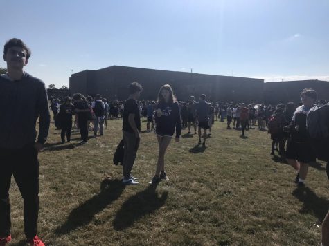 P-CEP Students gather outside of Canton High School Phase 3 after being evacuated from Salem High School. September 19, 2022. 