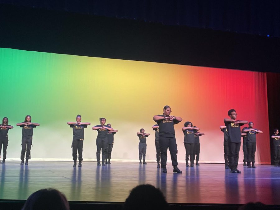 Members of the P-CEP Step Team perform a Step routine for the audience. February 15, 2023.