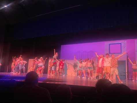 The full cast wraps up Act 1 with the song “Voulez Vous.” April 8, 2023.