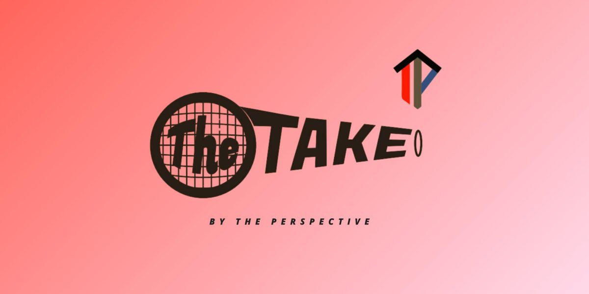 A microphone logo for advice column The Take 