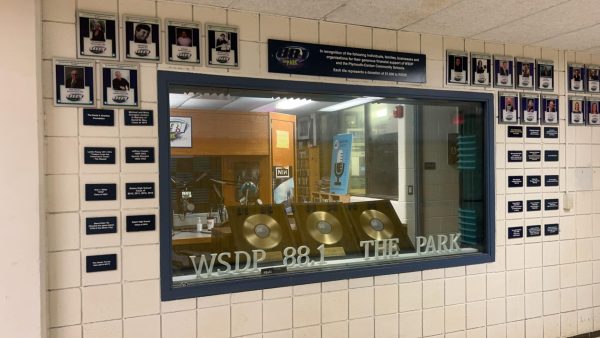 The front of 88.1 The Park’s studio on the second floor of Salem High School. November 11, 2024