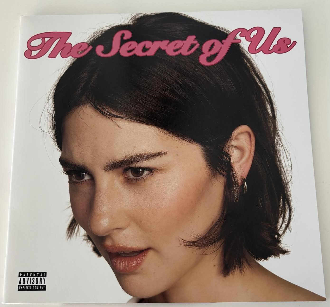 The vinyl version of the album “The Secret of Us, show Abrams opening her eyes. November 12, 2024.