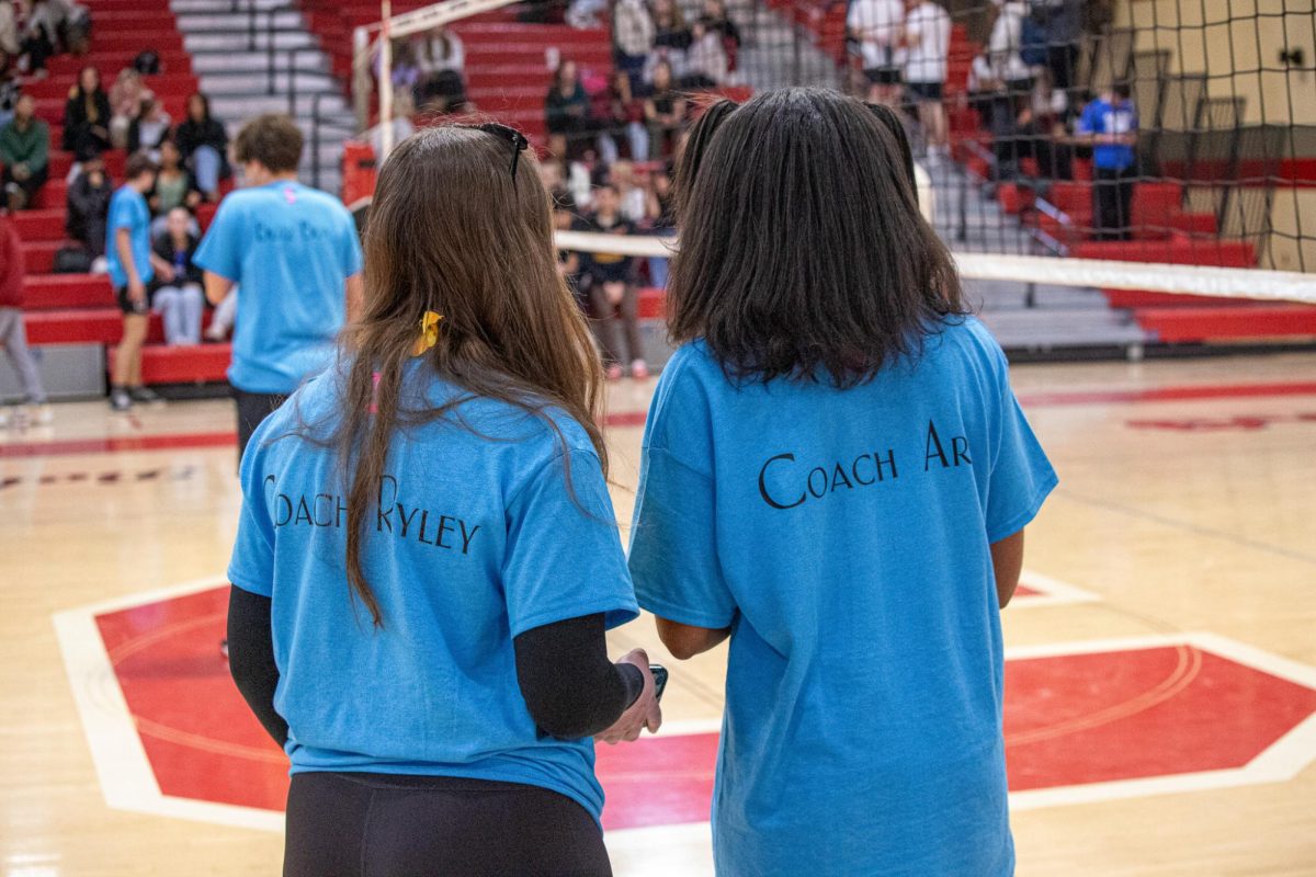 Canton seniors Ryley Frank and Zaria Rowe-Odum coach Sets on the Beach at the Powderbuff Tournament, March 7, 2025.