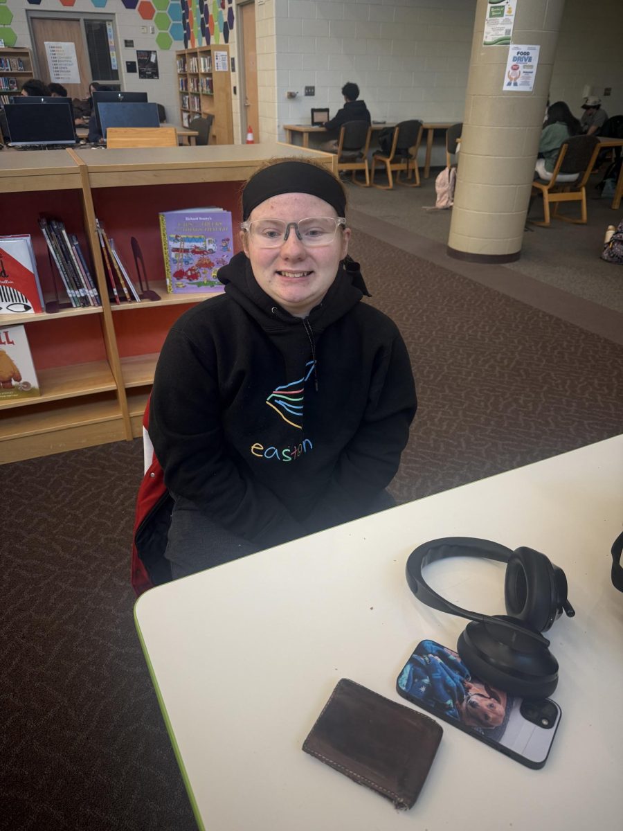 Audly Edgerton, Canton junior, in the Plymouth High School Library after school. November 17, 2025.