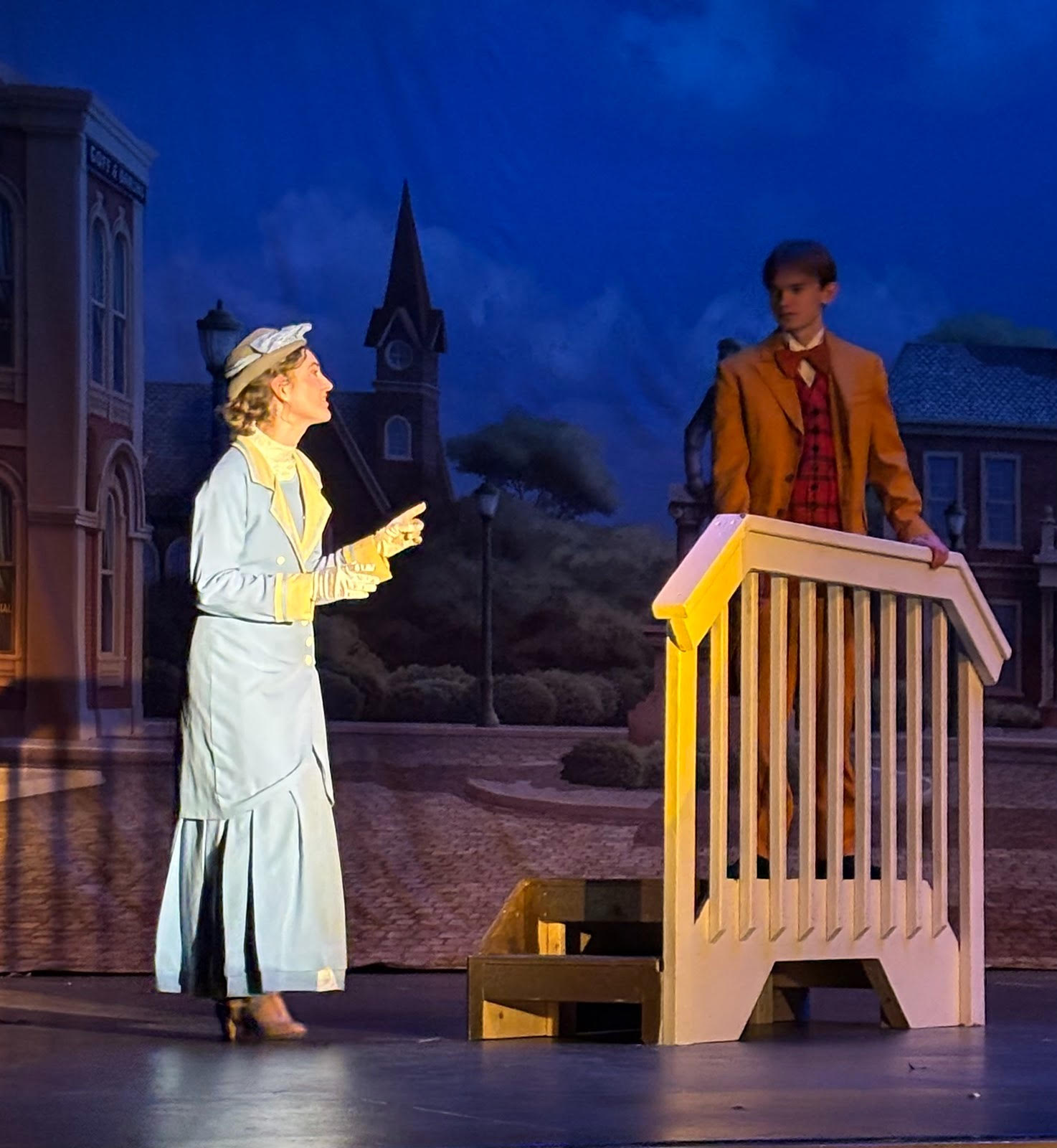 Plymouth senior Mia Kelleher (Marian) and Salem junior Nick Hodges (Harold Hill) perform ‘Til There Was You’ in the second act of “The Music Man.” Dec. 6.