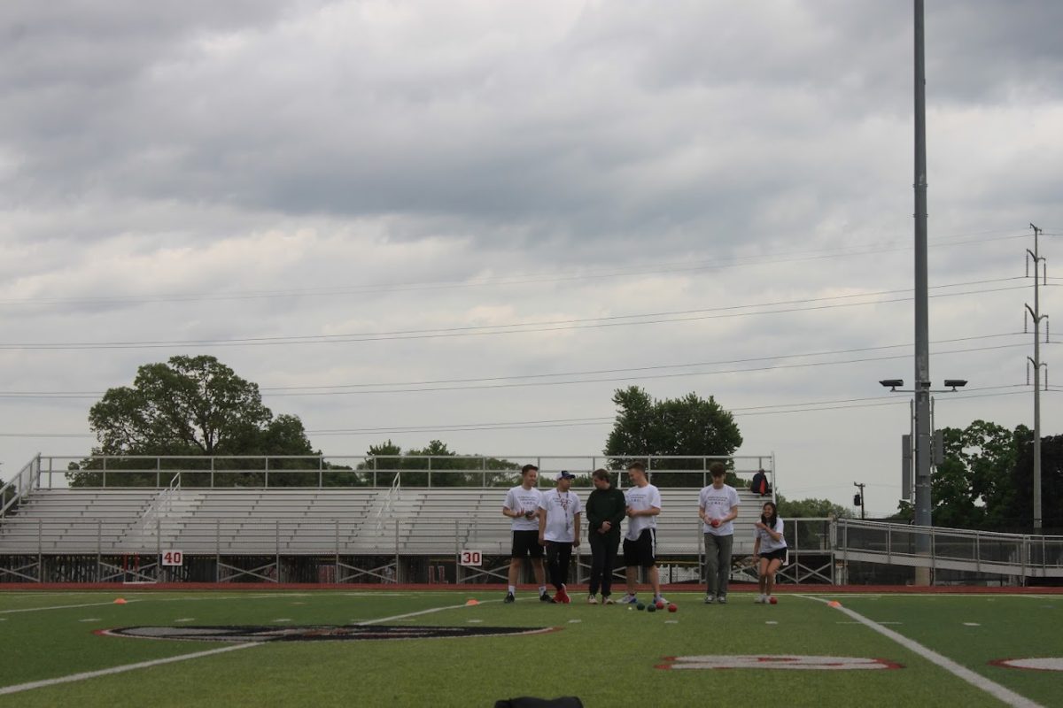 P-CEP Unified Athletes and partners take turns throwing bocce balls at the Churchill match in Livonia. May 20, 2026. (Graham Murphy) 